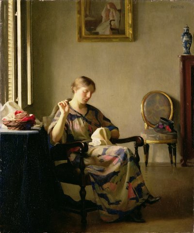 Frau beim Nähen, ca. 1913 von William McGregor Paxton